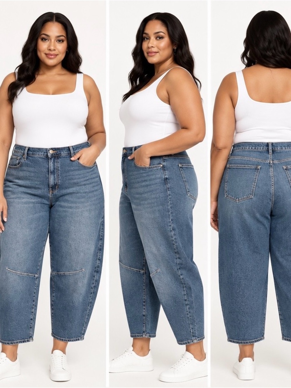 Code Bleu High Rise Cropped Barrel Leg Jeans